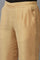 Gold Solid Straight Fit Calf Length Mid Rise Trousers