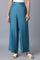 Blue Solid Wide Leg Tencel Palazzo With Elasticated Waist