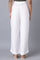 White Solid Wide Leg Tencel Trousers With Elasticated Waist