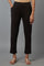 Black Solid Flared Cotton Pants With Elasticated Waist