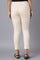 Beige Solid Straight Fit Pants With Elasticated Waist