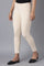 Beige Solid Straight Fit Pants With Elasticated Waist