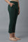 Bottle Green Solid Straight Fit Trousers With Pintuck Detail