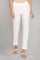 White Solid Plain Straight Cotton Slim Pant