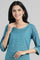 Blue Round Neck Printed kurta