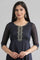 Blue Yarn-dyed Round Neck kurta