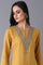 Yellow Straight Embroidered kurta