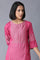 Malanga Pink Red Straight Dobby kurta