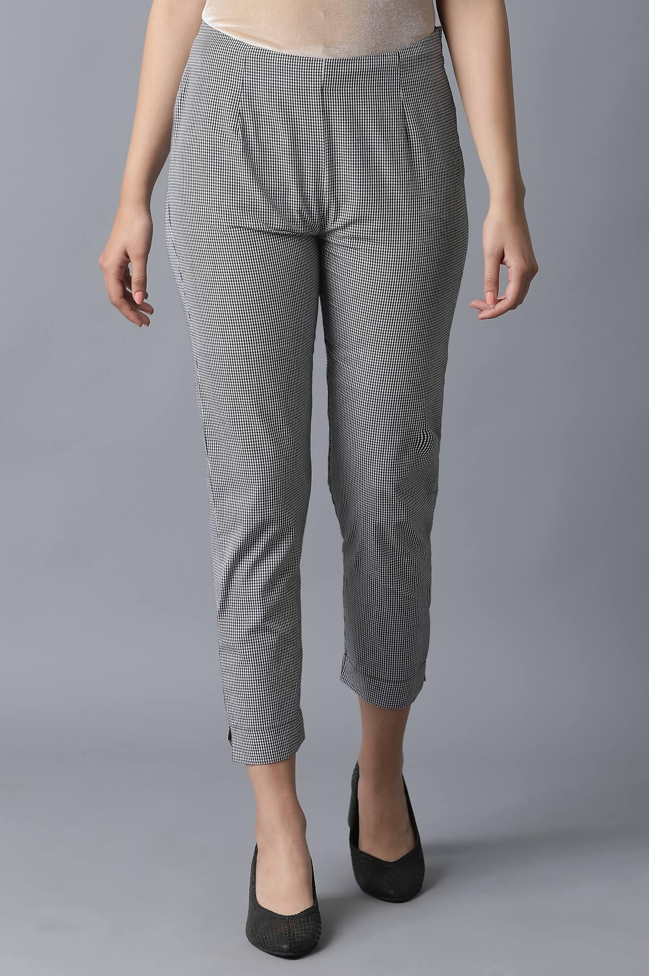 Grey Stipped Slim Pants