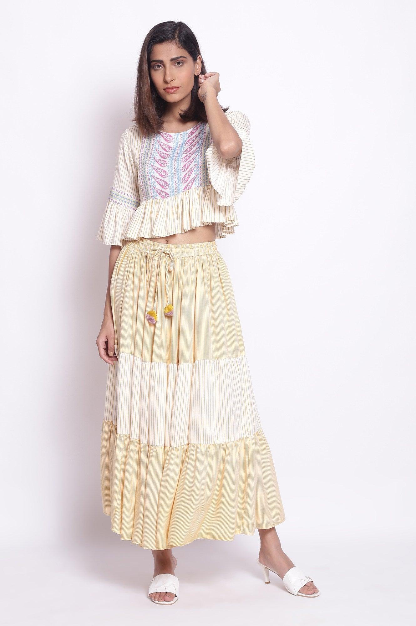 Bright Yellow Boho Top- Tiered Skirt