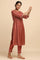 Red Cotton Silk Jacquard kurta