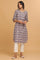 Lilac Hand Block Print kurta in Boat Motif