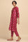 Bright Pink Jacquard kurta in Cotton Silk