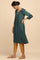 Teal Solid kurta in lustrous Modal Satin