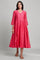 Pink Anarkali V-Neck kurta