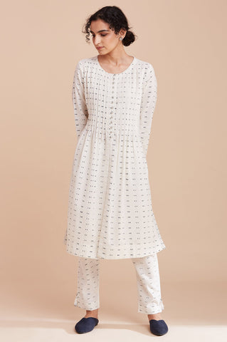 Ecru Block Print kurta