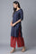 Blue Embroidered kurta-Red Palazzo Set