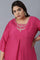 Dark Pink Shantung kurta in Metallic Embroidery