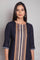 Navy Blue Round Neck kurta With Placement Print