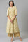 Beige Floral Printed A-line Kurta