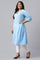 Blue Panelled Cotton Plus Size kurta