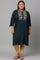 Blue Zari Embroidered and Sequin Plus Size kurta
