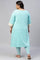 Blue Textured Cotton Plus Size Ethnic kurta