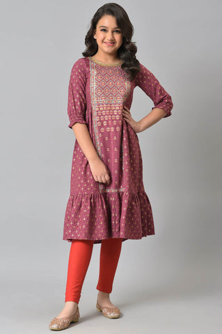 Aurelia Girls Maroon Dress-