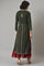 Green Mock Angrakha Gillet With Maroon Tiered Dress