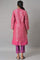 Pink Jacquard Jacket, Purple kurta & Pant Suit Set