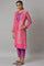 Pink Jacquard Jacket, Purple kurta & Pant Suit Set