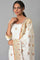 Ecru Paisley Print kurta With Straight Pants And Dupatta