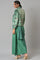 Green Festive Saree Draped kurta With Short Jacket