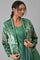 Green Festive Saree Draped kurta With Short Jacket