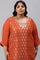 Red Jacquard Plus Size kurta With Embroidery