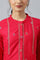 Red Mettalic Embroidered kurta With Pleats