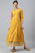 Dark Yellow A-Line Embroidered kurta With Sequins