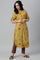 Mustard Rayon Printed Button Down kurta