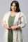 Green Plus Size Schiffli kurta With Printed Jacket