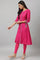 Dark Pink Embroidered A-Line kurta