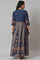 Dark Blue Gold Foil Printed Georgette Dress