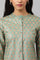 Green Glitter Printed Kurta in Mandarin Collar