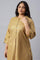 Mustard Glitter Printed Plus Size kurta In Mandarin Collar