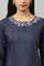 Navy Blue Festive kurta With Embroidered Neck