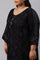 Plus Size Black Printed A-Line kurta With Cowl Hemline