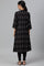 Black Rayon A-Line kurta With Asymmetric Hemline