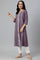 Purple Floral Print kurta With Godets