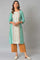 Green And Ecru Mock Layered Printed Plus Size kurta