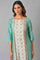 Green And Ecru Mock Layered Printed Plus Size kurta