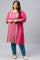 Pink Placement Printed Festive Plus Size kurta